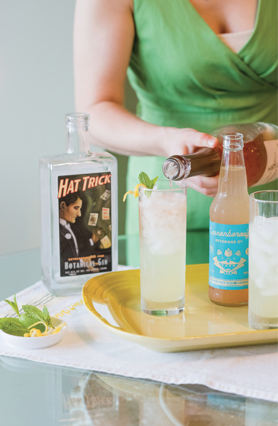 For a refreshing sip, mix Hat Trick gin with Cannonborough grapefruit soda and a splash of sparkling rosé