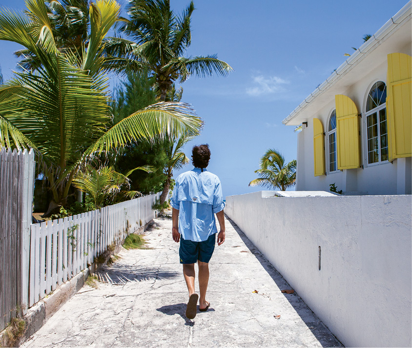 The author walks past the beachfront St. James Methodist Church