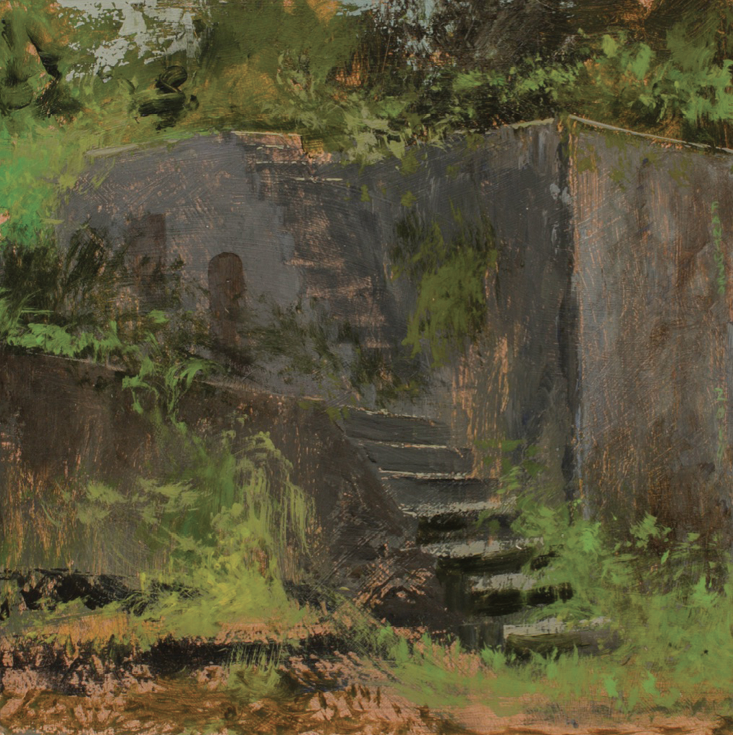 Stairs at the Fort (acrylic on birch panel, 12 x 12 inches, 2014)