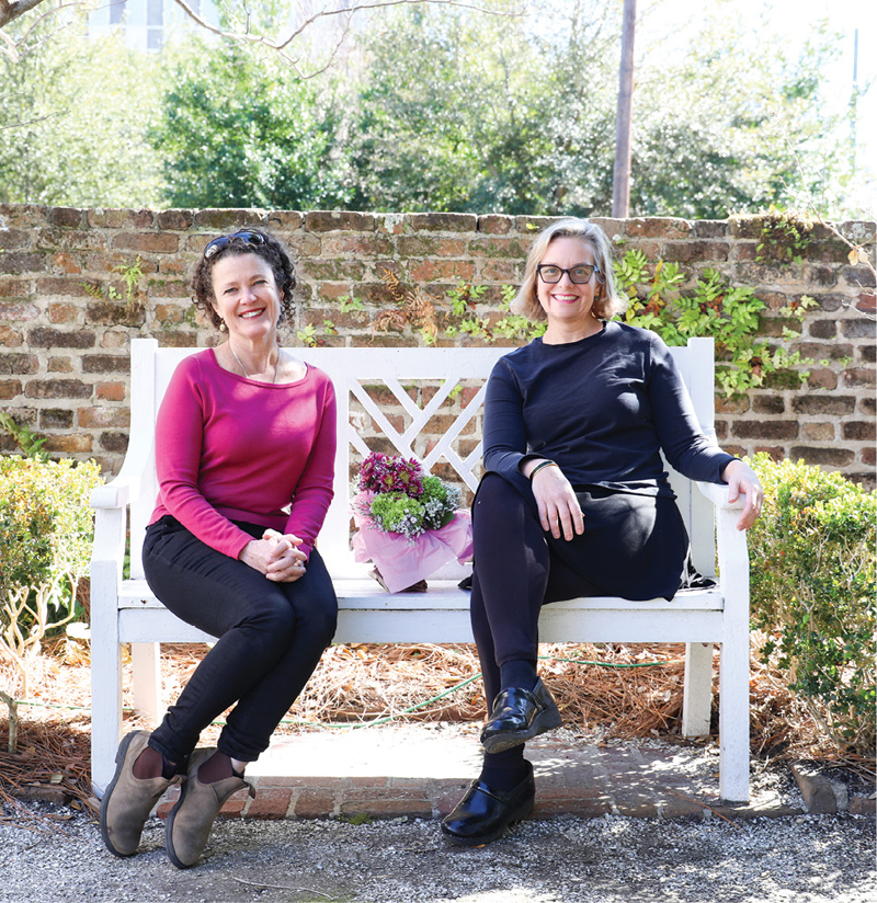 The Garden Club of Charleston’s horticulture chair, Catherine McGuinn, and president, Joan McDonald, prioritize Noisettes in the gardens that the club maintains.