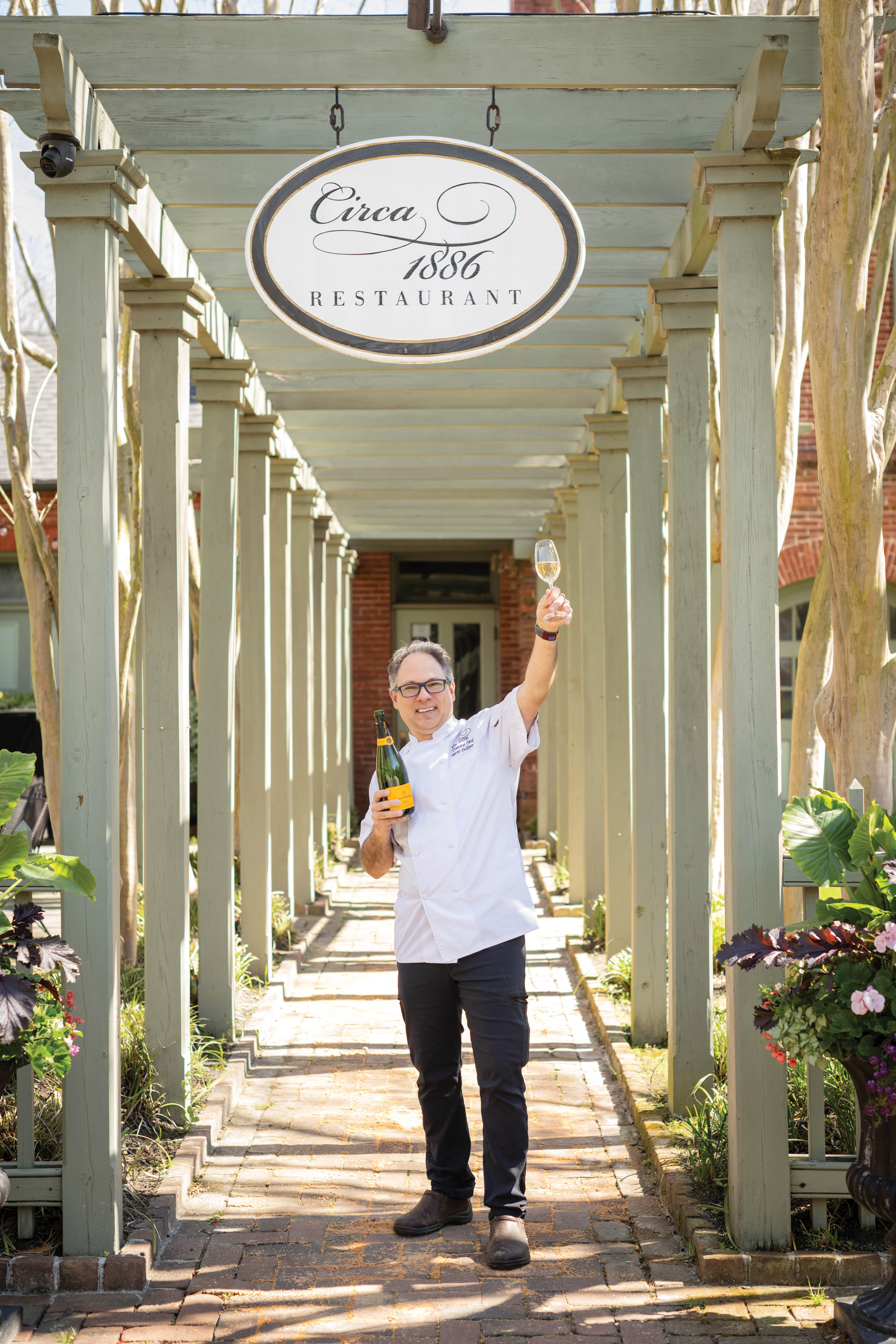 Marc Collins toasts the 25th anniversary of Circa 1886, the restaurant at the Wentworth Mansion.