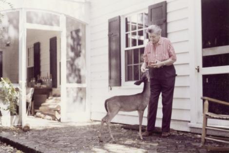 Belle with her pet Deary-Deer in 1963; the fawn had full run of the house and property at Bellefield Plantation, Belle’s home on Hobcaw Barony.
