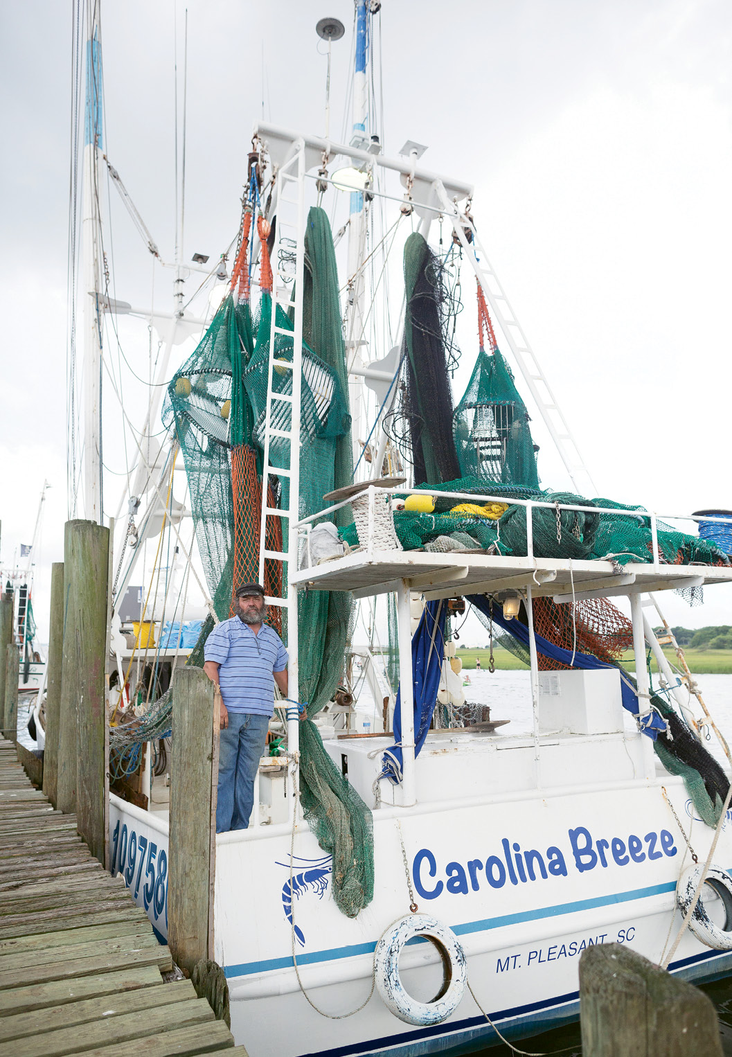 Captain Donnie Brown runs the Tarvin family’s new steel-hulled trawler, Carolina Breeze.