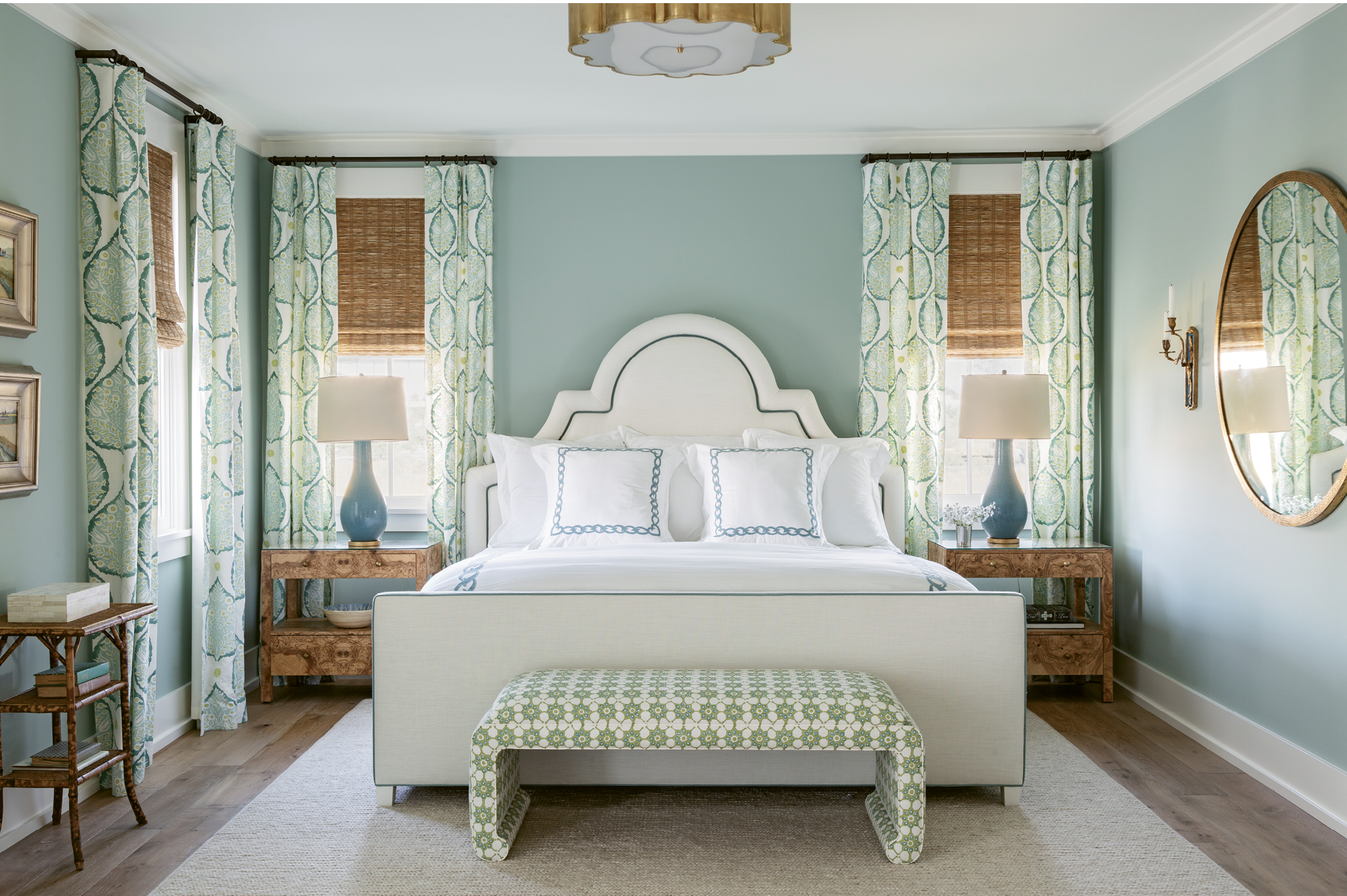 Beachy Boudoirs: The master bedroom is filled with colors inspired by the scenery outside.