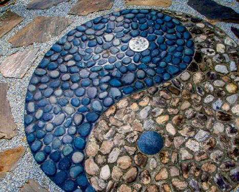 Austin and Donna O’Malley created a yin-yang symbol in the ground.