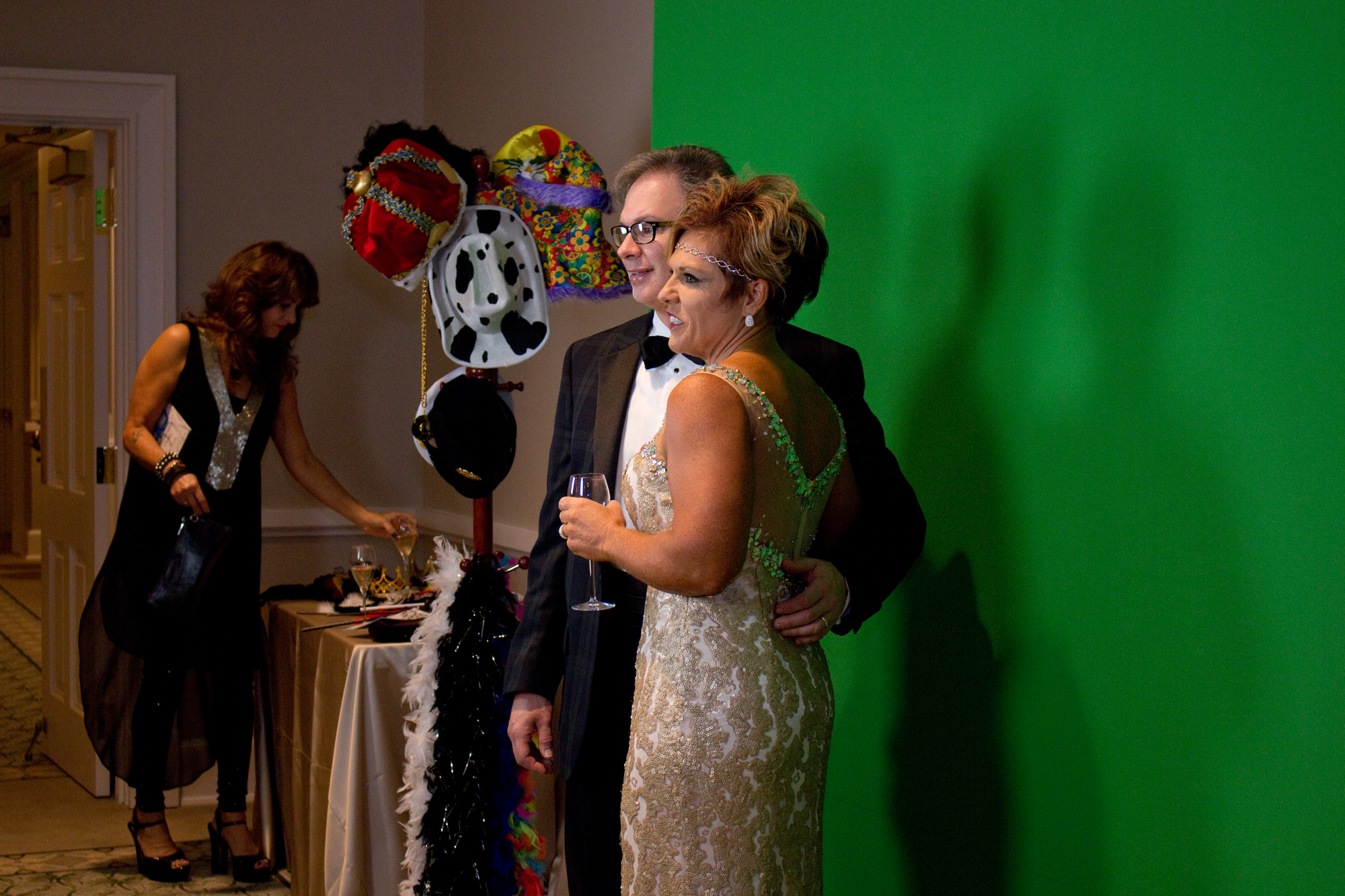 Dowm and Jim Hawley have fun at the photo booth.