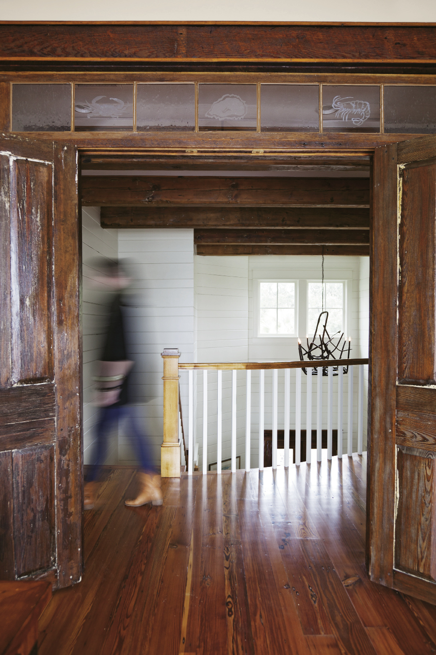 Exterior doors from a property in Newberry were fashioned as an entryway for an upstairs grandchildren’s room