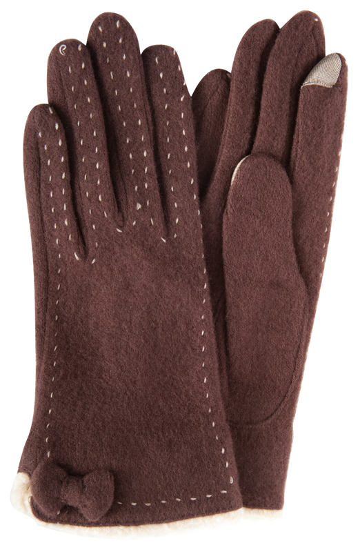 Brown smart gloves with bow and exposed stitching, $30 at Copper Penny