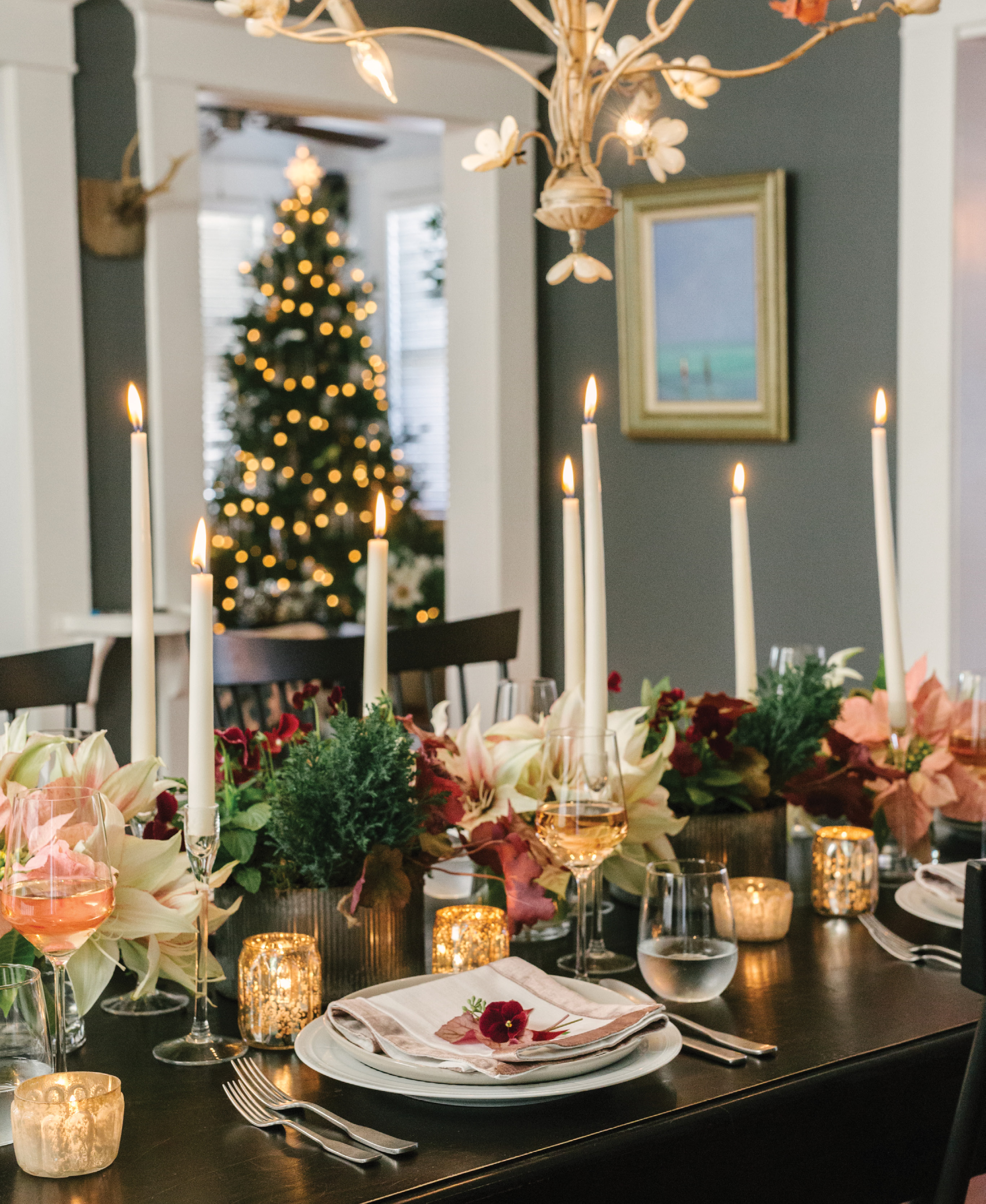 Tabletop Magic: The holidays also call for planning special meals and decking out dining spaces. Heather recommends working fresh florals and pops of color into your tablescape.