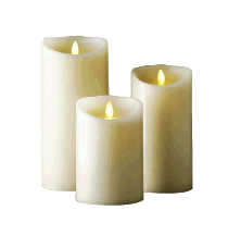Luminara pillar candles, $49-$59, at Jeffrey Bannon Ltd.