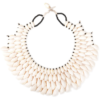 Proud Mary&#039;s cowry shell necklace, available at Proud Mary on Spring Street and Everything But Water