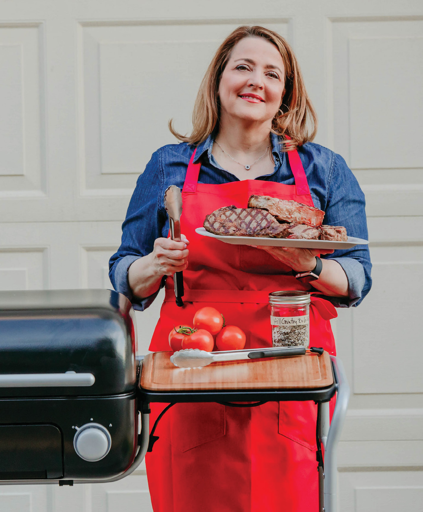 Elizabeth Karmel’s fourth cookbook, Steak and Cake (Workman, April 2019), combines her love of grilling and baking, offering readers complementary recipe combos.