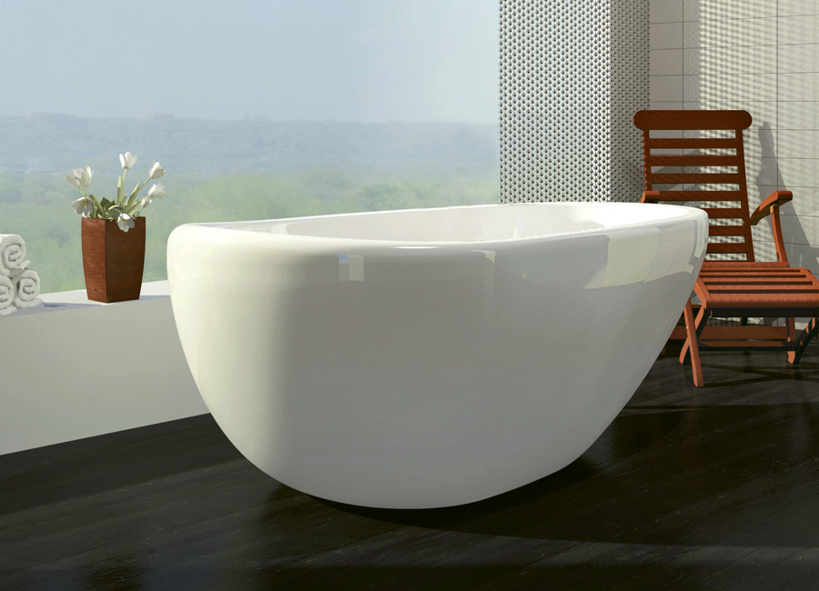 “Essencia” tub by Bain Ultra, $5,695-$7,750 at Bird  Decorative  Hardware &amp; Bath