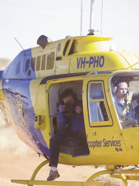 High Excitement: Barnhardt has travelled by helicopter, kayak, and horseback—among other unique transport—to get his shot. Here, he flies above Uluru, or Ayers Rock, in Australia’s Northern Territory.