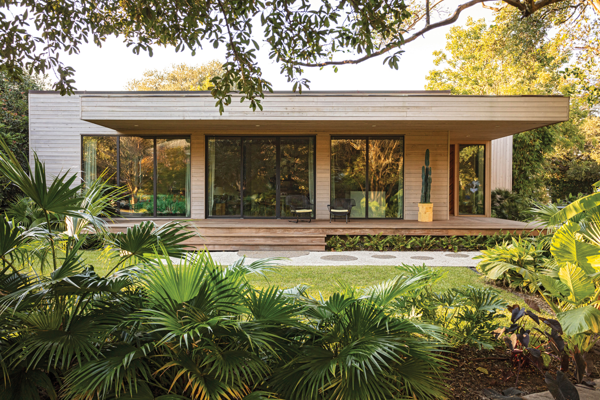midcentury vibes: Working with friend and architect Johnny Tucker, Angie Hranowsky built a modern home in West Ashley’s Old Windermere neighborhood that Architectural Digest described as “a boxy, low-slung house with a bit of Frank Lloyd Wright in its DNA.” They cloaked it in cypress siding, a wood native to the South, and surrounded it with a lush tropical garden designed by landscape architect Katie Duncan.