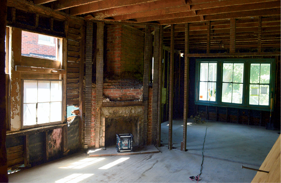 The living area during construction