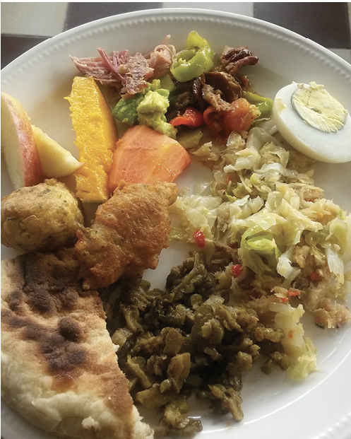 A breakfast plate in Trinidad.