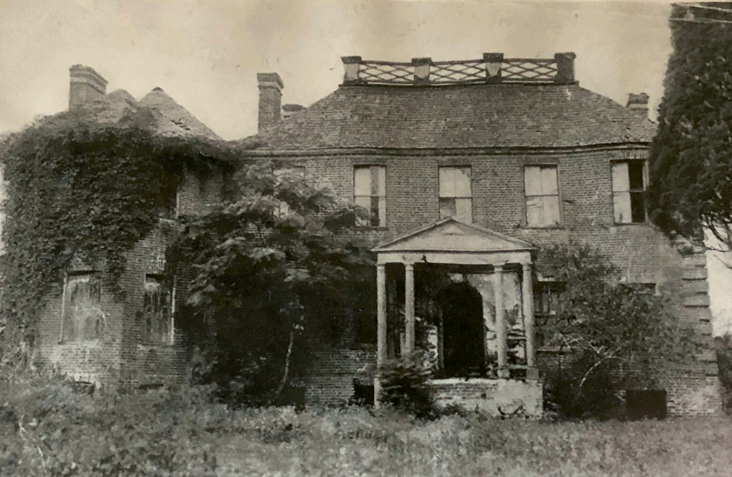 Fenwick Hall Plantation (pictured in disrepair in the early 1920s) is one of the earliest remaining examples of Georgian architecture in the state.