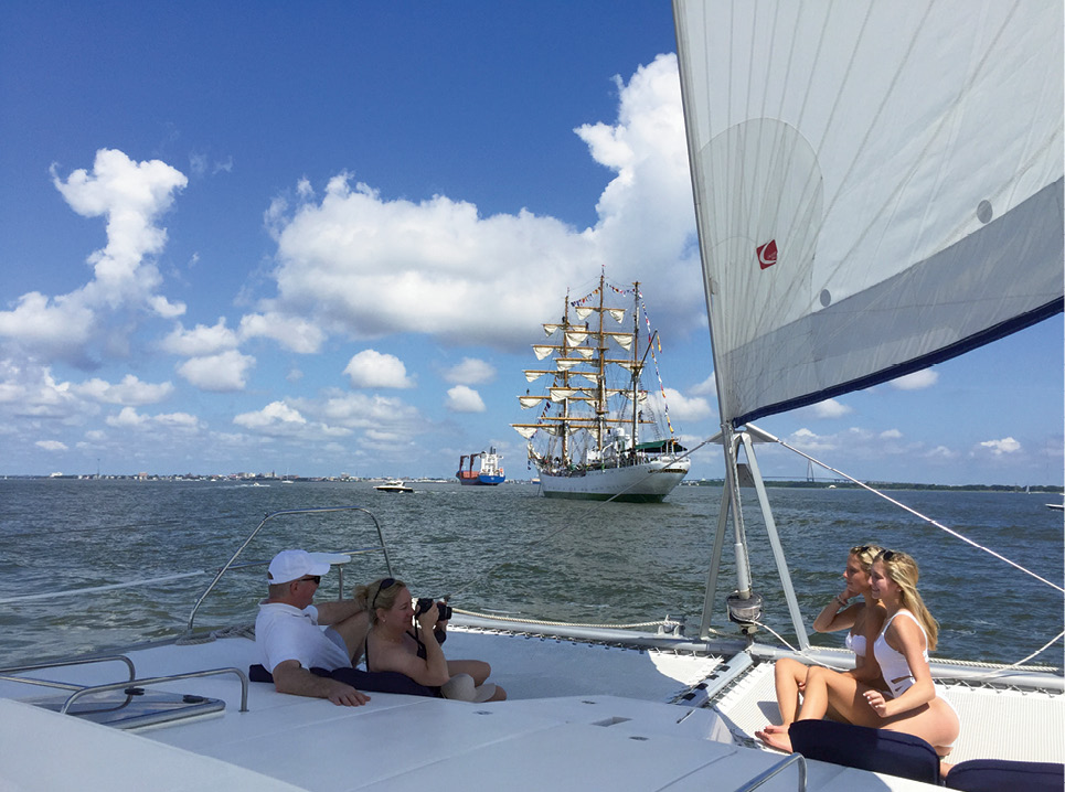 Cruise Charleston Harbor aboard a private charter with Om Sailing.