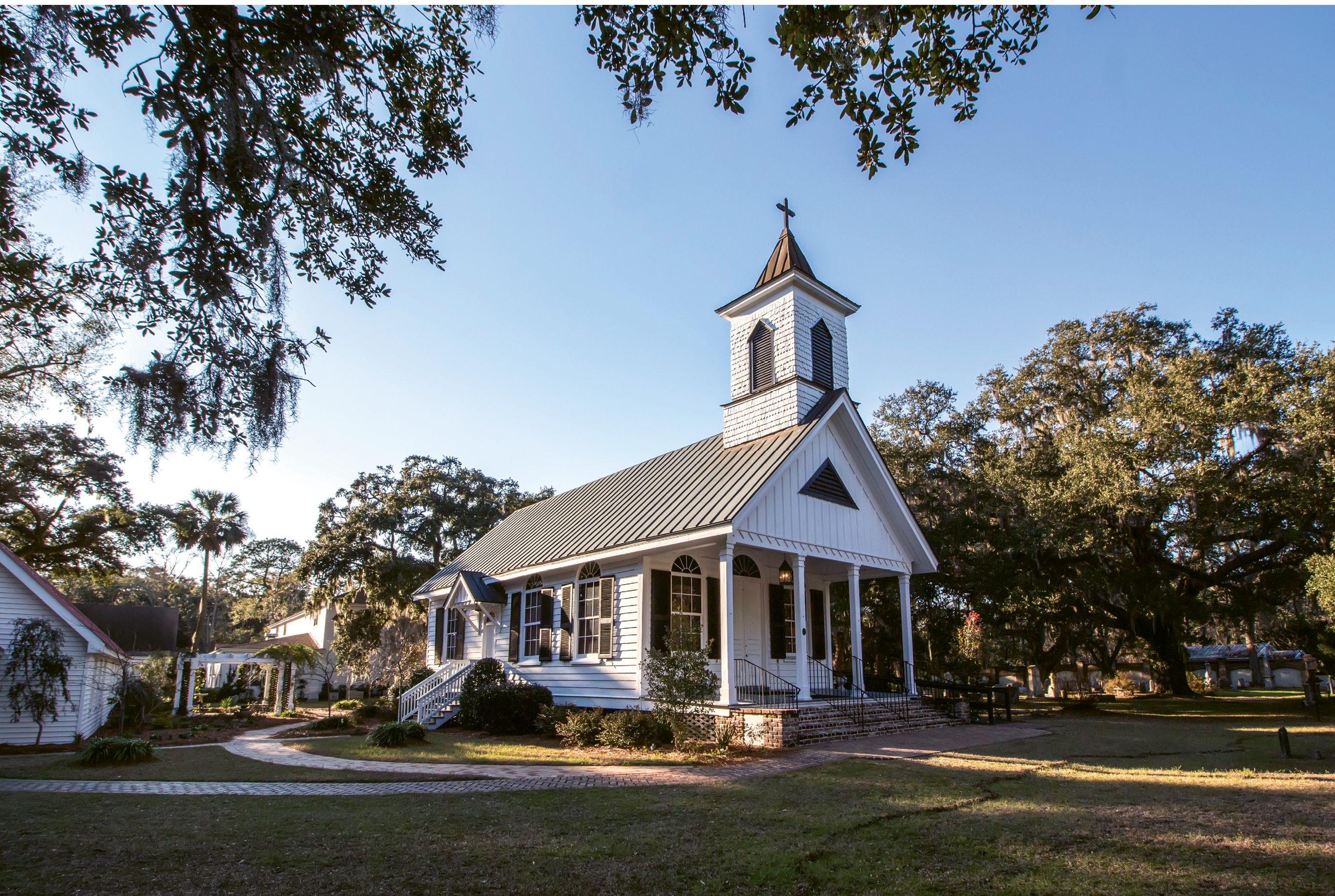 Trinity Episcopal Church, Edisto Island: The cross on the steeple was given by Eldon D. Hunter in honor of his mother, Virginia Griffen Hunter (1869-1935).