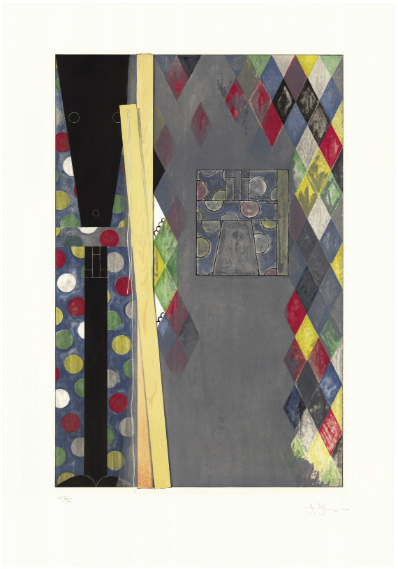 Bushbaby by Jasper Johns, 2004, intaglio in 10 colors, 43 x 30 inches, Edition 55; published by Universal Limited Art Editions, licensed by VAGA, New York, New York, courtesy of Halsey Institute of Contemporary Art