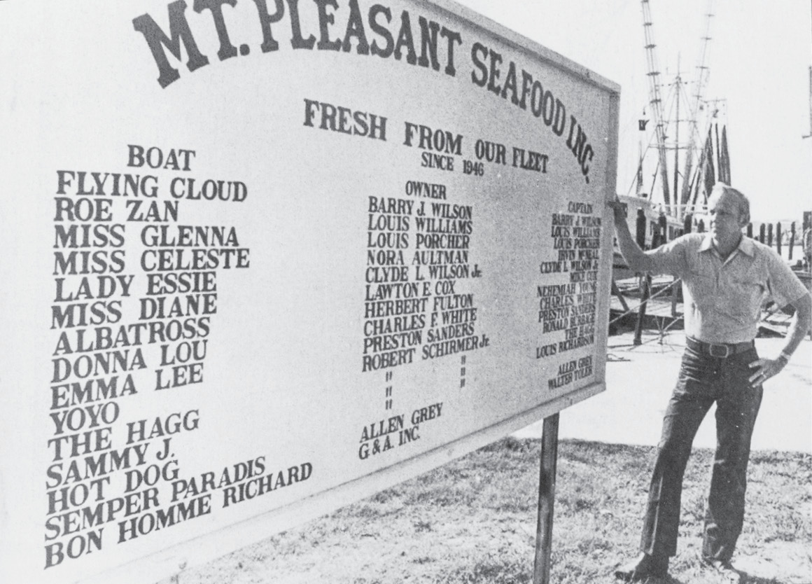 A list of boats delivering to the Toler family’s Mount Pleasant Seafood in 1979