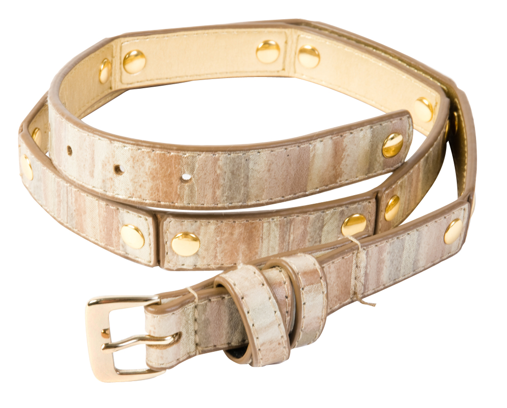 WCM &quot;Watercolor Skinny Belt&quot; leather belt in natural colors and hints of metallic, $54 at Copper Penny