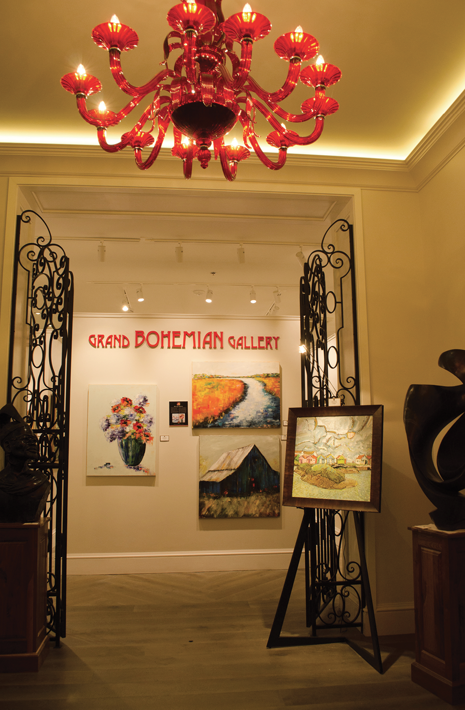 The gallery at Grand Bohemian on Wentworth are among the hotel’s amenities that locals can enjoy, too.