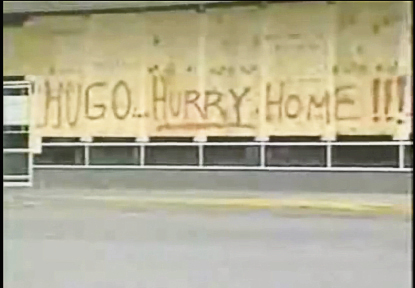 sometimes spray-painting messages to the hurricane.