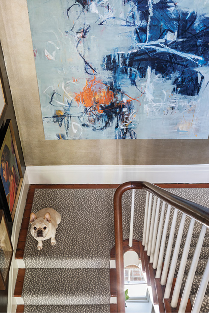 George underscores the scale of the abstract by Dixie Pervis in the stairwell.
