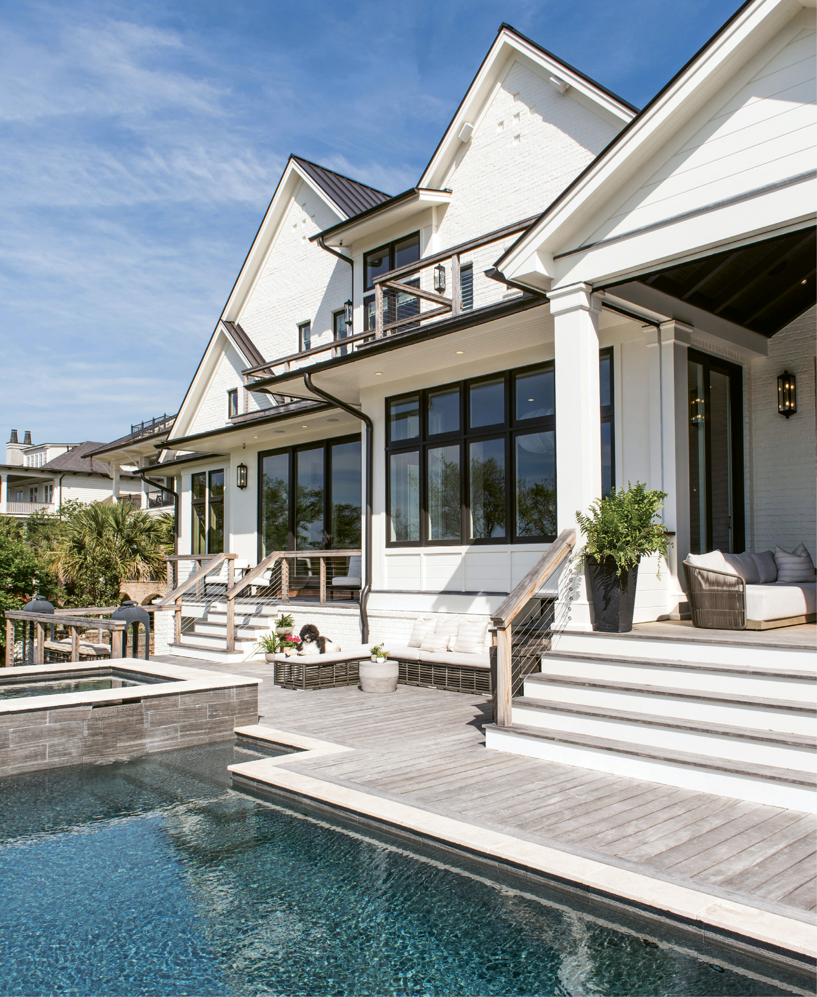 Architect Damien Busillo and builder Roy Mahshie worked together to ensure this marsh-front property is as strong as it is stunning. The back deck features planks of hardy, rot-resistant garapa, and the windows meet impact requirements for hurricanes and high winds.