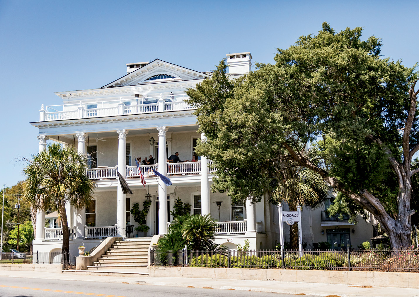 The Anchorage 1770, an 18th-century Greek Revival mansion turned into a 15-room inn in 2015, offers prime views of the bay—plus sweet breezes.