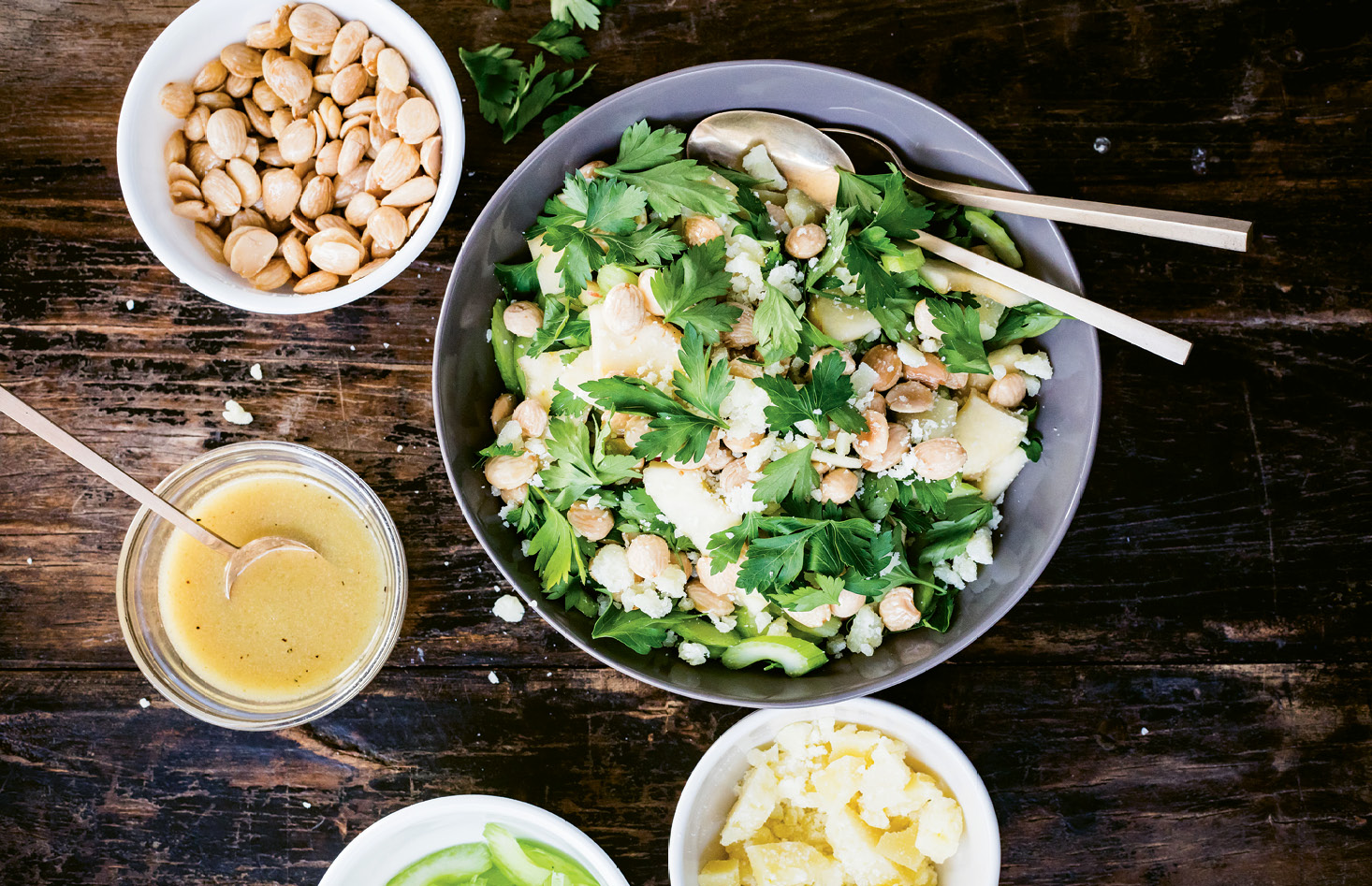 Apples, almonds, and buttery Manchego cheese combine for a simple and sweet brunch salad.