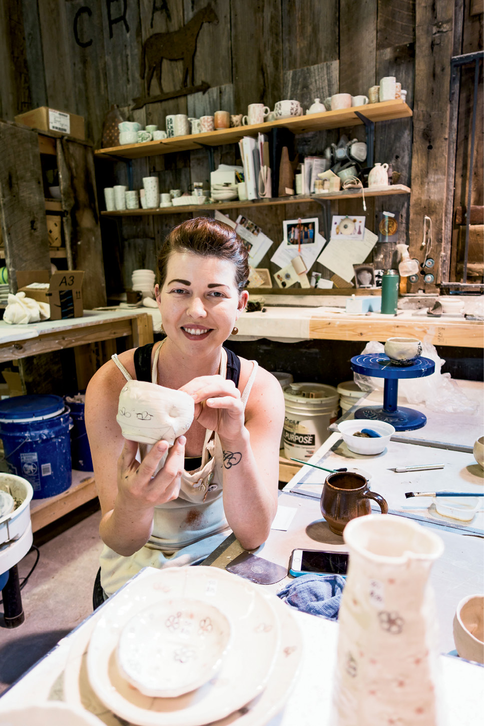 Ceramicist Samantha Oliver at work at The Bascom, a community arts center and gallery in Highlands