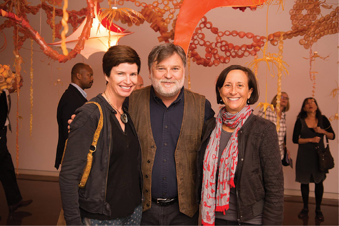 Sloan at the opening with Halsey supporters Courtenay Cone and Pam Fischette