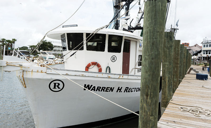 The trawler Warren H. Rector, named after Bubba’s father, at Geechie Dock on Shem Creek