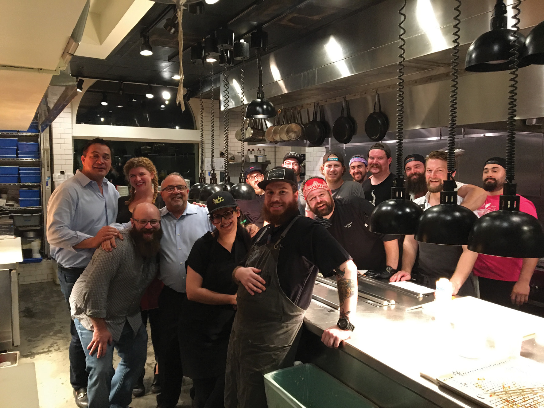 Palmer and Bakst with the F&amp;B crew who worked last fall’s “Switcheroo” at Edmund’s Oast to benefit Ben’s Friends