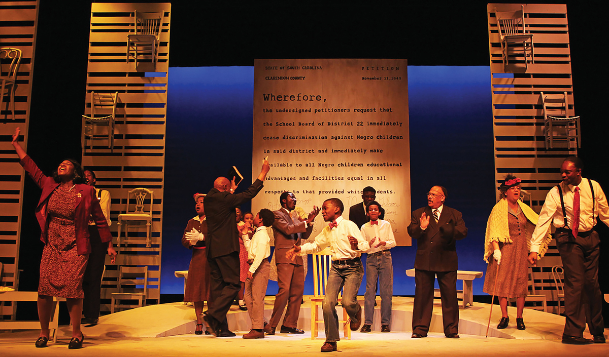 Filling Seats: Wiles launched Charleston Stage in 1978 with little more than a dream and has grown it to an award-winning professional company known for presenting challenging, moving, and entertaining productions, like The Seat of Justice (above), a Wiles’s original produced in 2004 and 2016 that explored racism and South Carolina’s role in the Brown v. Board of Education decision.