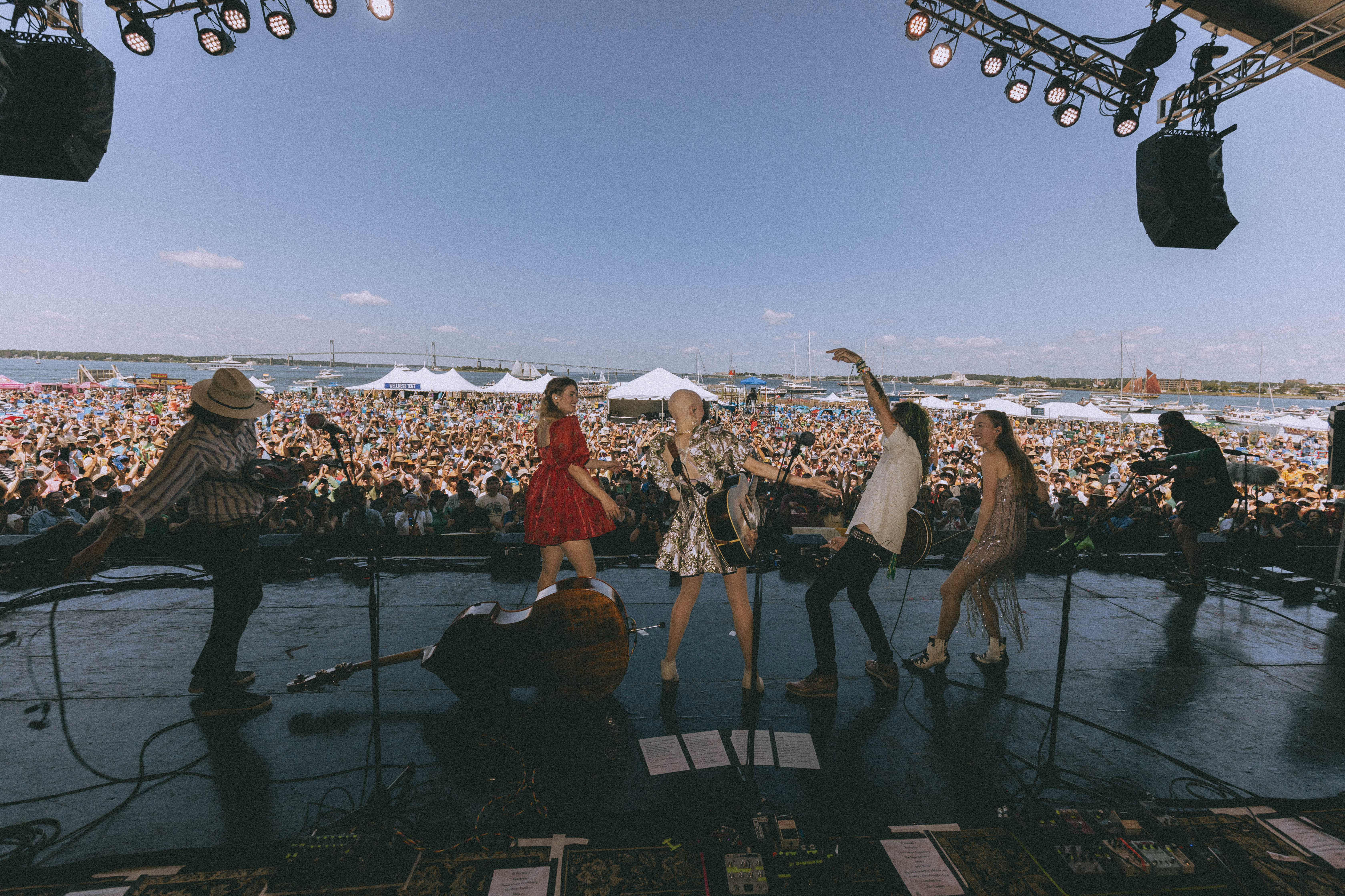 Molly Tuttle &amp; Golden Highway performing on the main stage at the Newport Folk Festival in July.