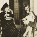 Daisy Breaux Simonds (left) with the estate manager’s wife, Helen Jennings, and son, Royce Lee Jennings, pictured on the porch in 1948. IMAGES COURTESY OF (POSTCARD) LEAH GREENBERG POSTCARD COLLECTION, SPECIAL COLLECTIONS, COLLEGE OF CHARLESTON LIBRARIES &amp; (DAISY WITH HELEN JENNINGS) LEE JENNINGS