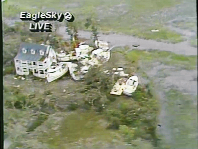 News 2 reported on the damage to the shrimping town of McClellanville, including this flotilla of trawlers and boats piled up against a house.