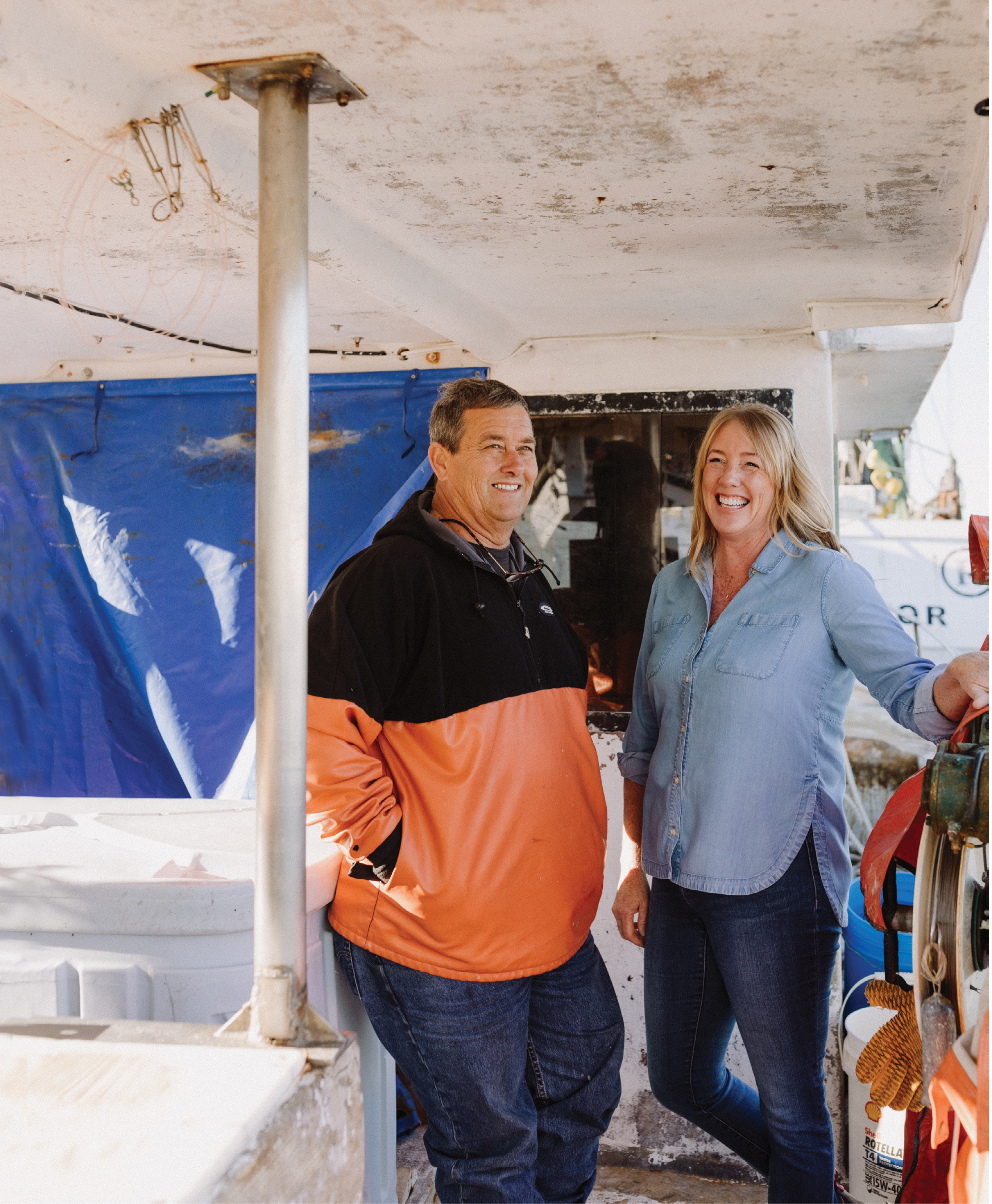 Mark and Kerry at Geechie Dock, where they launched Abundant Seafood’s Community Supported Fishery in 2010. Mark was among the first wave of fishermen to create a seafood membership plan that allows individuals to pay for quarterly allotments of fish, available for pickup twice each month.