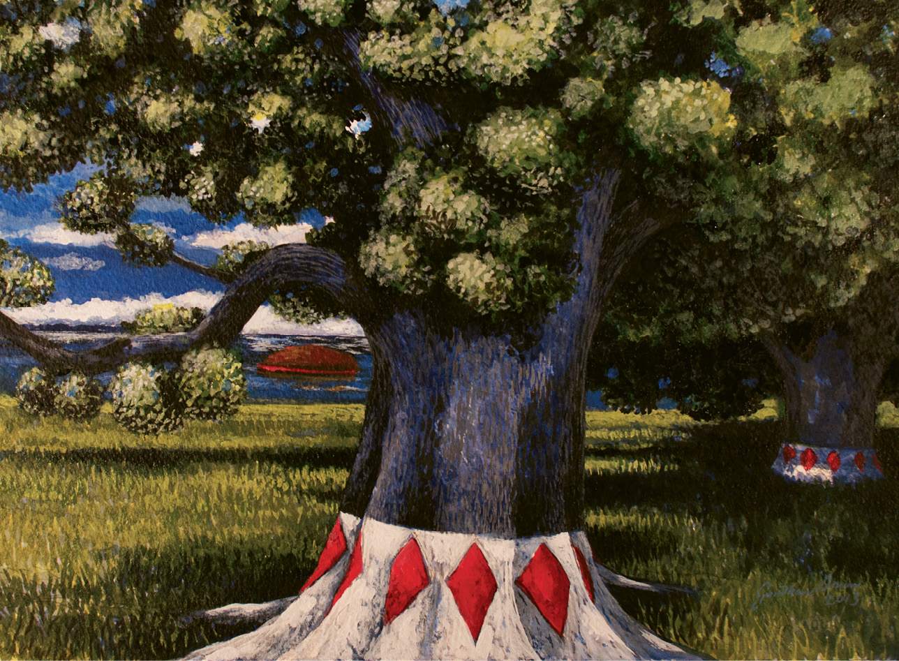 African Tree Marking (acrylic on watercolor, 11 X 14 1/2 inches, 2012)