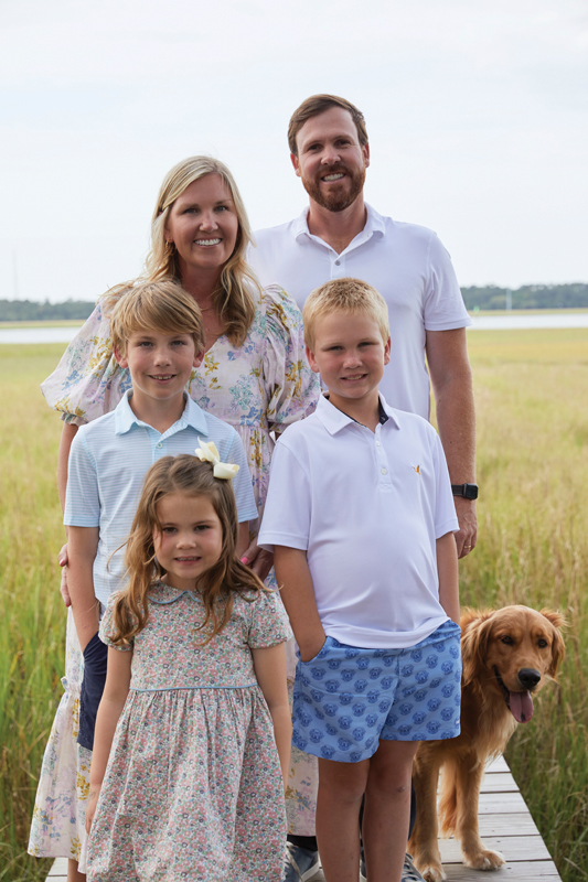 Perfect Fit: David and Emily Warren (left) designed the ideal house for their family of five—including kids (left to right) Lane, Greta, and Jack, plus golden retriever Wade—to grow into.