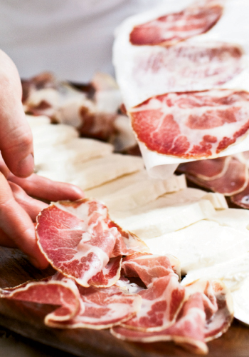 Ask your butcher to place thin slices of cured meat on deli paper so it won’t stick together.