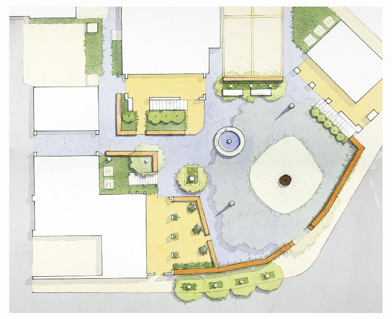 Mixsoning It Up: In this design for North Charleston’s Mixson neighborhood, Lindsey unites multi-family and single-family dwellings with an Old World-inspired stone and formed concrete courtyard that was planned around an existing grand oak.