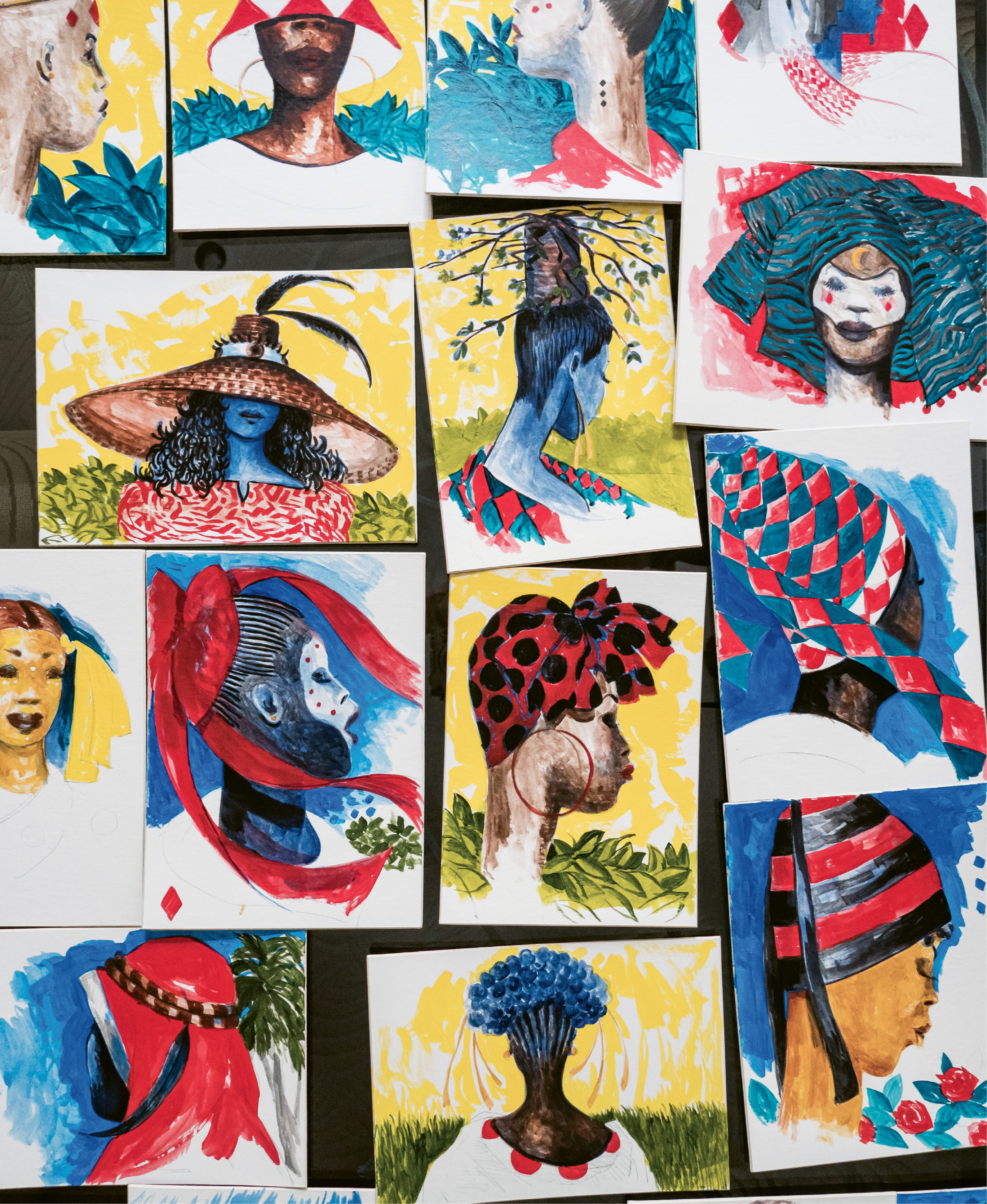 As the visual designer for Spoleto Festival USA’s production of Porgy and Bess, he developed the looks for the characters, first by loosely sketching his ideas in acrylic on cardboard, visualizing, as he says, “how they dress, as people of their culture, displaying their Africanness.”