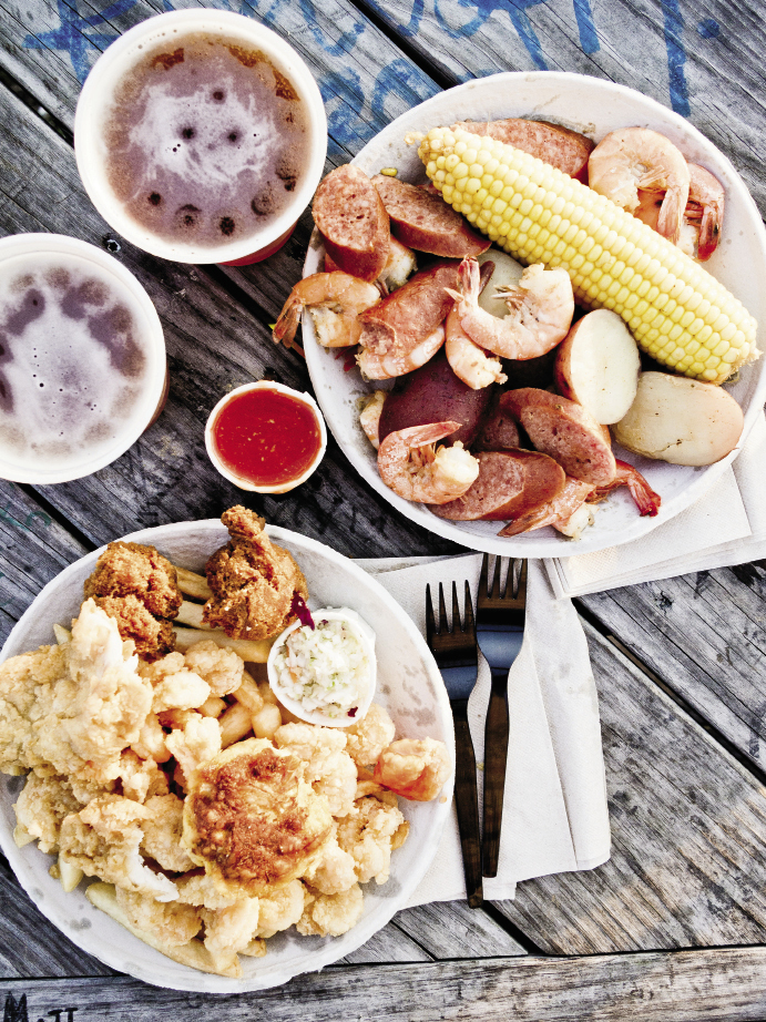Although technically not on Folly, Bowens Island is a must for fresh-off-the-boat seafood, such as Frogmore stew or fried fish and shrimp. Bowens Island Restaurant 1870 Bowens Island Rd. Tuesday-Saturday:  5 p.m.-10 p.m.  (843) 795-2757 bowensislandrestaurant.com