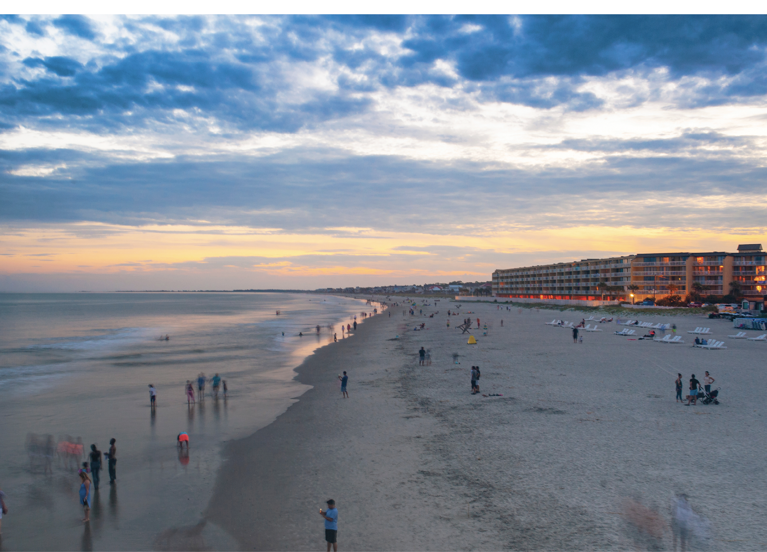 With front beach hotel and condo accommodations and an array of restaurants, bars and shops, Folly Beach (pictured above last July) welcomes visitors seeking relaxed, salty fun at the Edge of America.