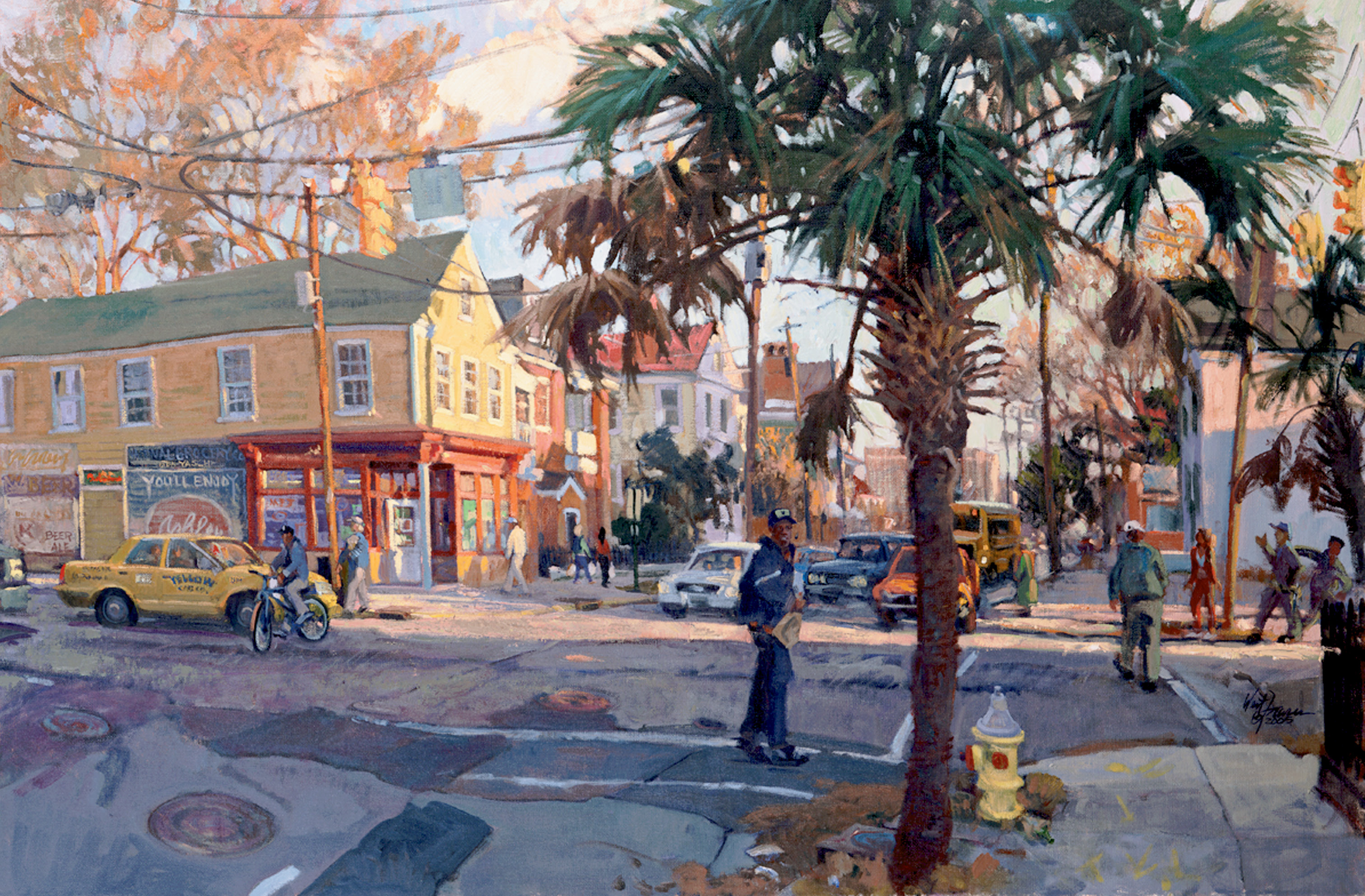 Spring Street’s Happening (Charleston, South Carolina; oil; 24 × 36 inches; 2005; collection of Lois and Jim Turnipseed)